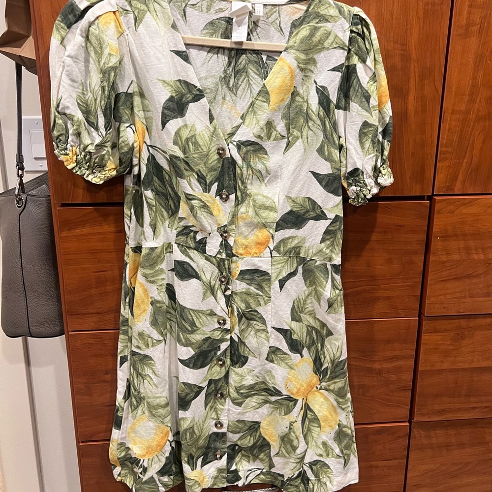 H&M linen lemon dress
